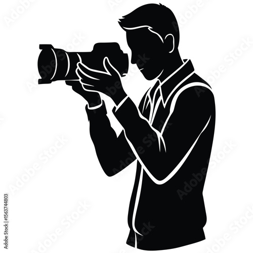 Photographer Silhouette Vector – Man with DSLR Camera Pose