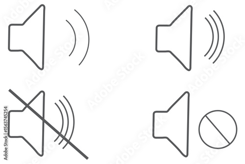speaker, sound, volume icon set , low and hight level volume speaker icon. voice, audio, silent, mute icons in flat style for media player app and website
