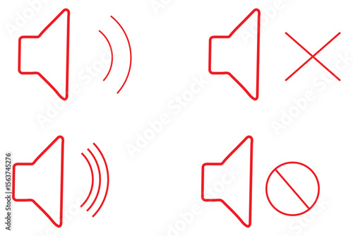speaker, sound, volume icon set , low and hight level volume speaker icon. voice, audio, silent, mute icons in flat style for media player app and website