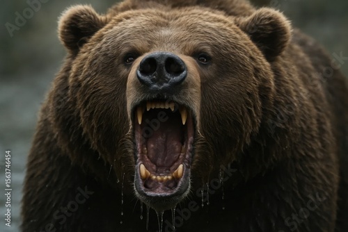 Wallpaper Mural A large brown bear with its mouth open showing its teeth Torontodigital.ca