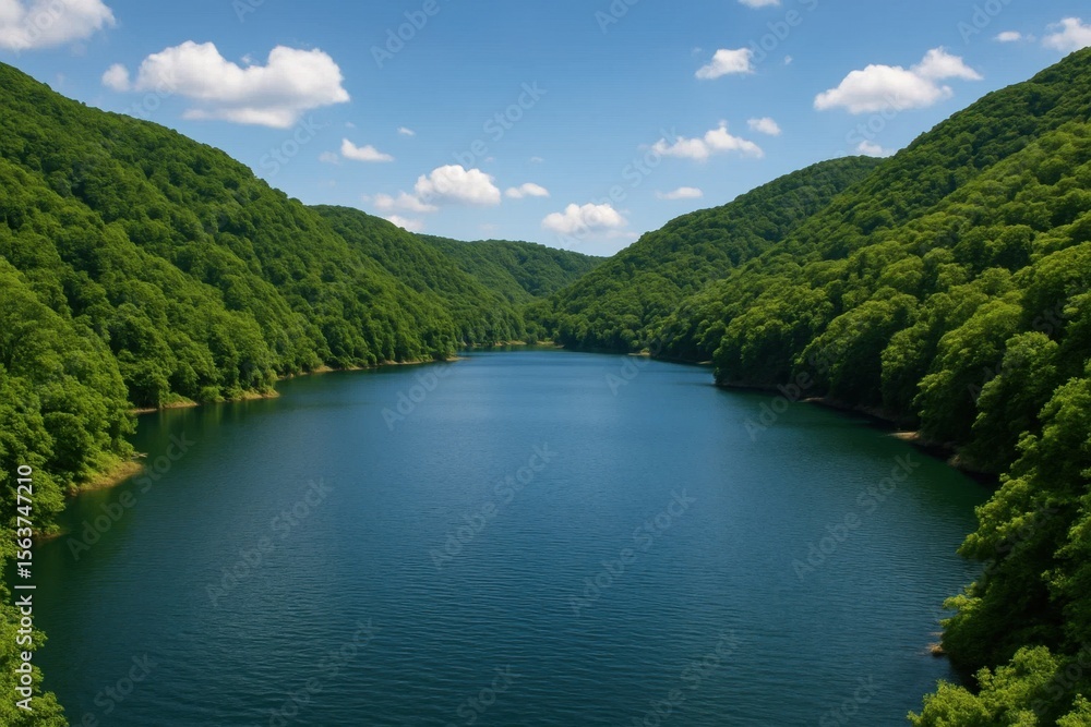 Fototapeta premium A large body of water surrounded by trees