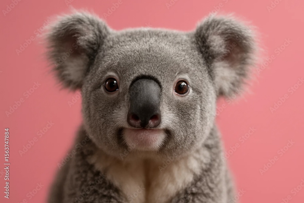 Fototapeta premium A close up of a koala bear on a pink background