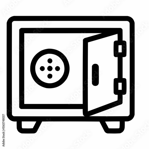 Small wall safe with open door. Valuables storage