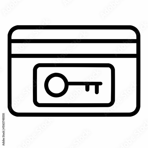 Keycard with magnetic strip. Modern access symbol