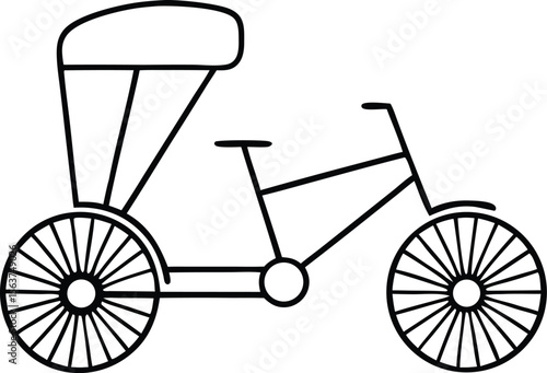 cycle rickshaw from Southeast Asia on a transparent background. Transportation concept