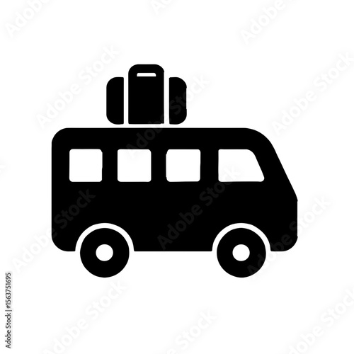 A minimalist illustration of a compact van with luggage atop, ready for travel and adventure. vector illustration