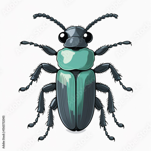 green beetle isolated on white background