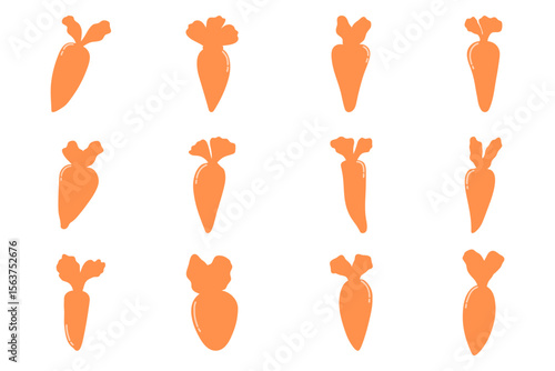Simple carrot vegetable icon set. Healty food flat design