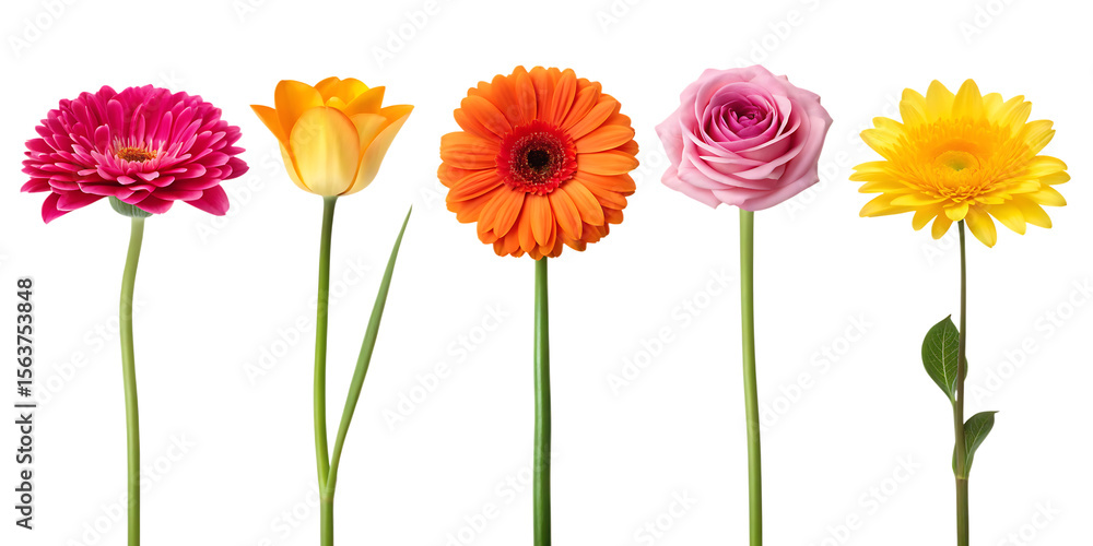 Fototapeta premium Colorful flower bouquet isolated on black background photo on transparent background