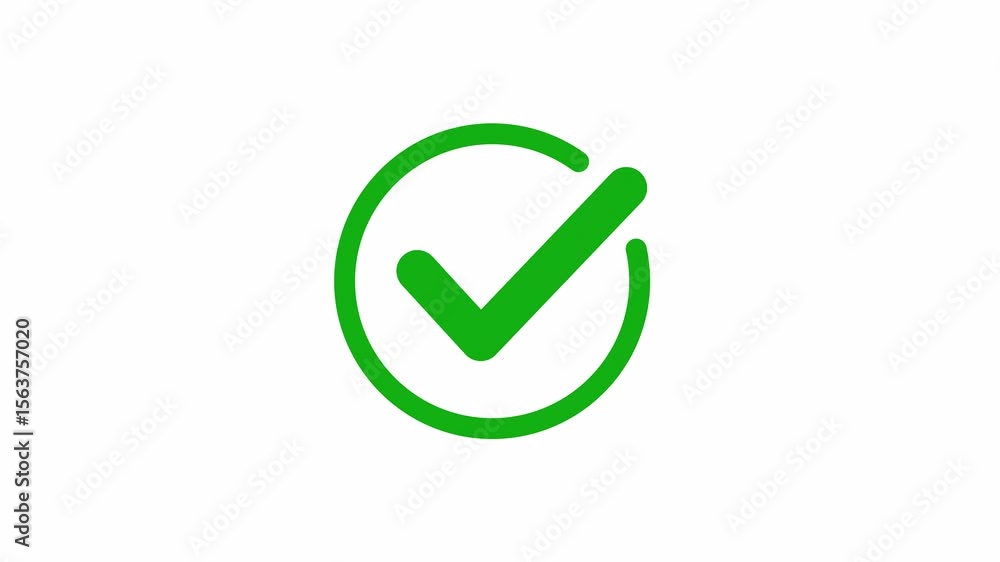 smooth green check mark animation that symbolizes approval, success, or task completion. Perfect for use in mobile apps, websites, tutorials, infographics, and business presentation