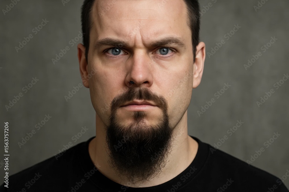 Fototapeta premium A man with a beard and a black shirt