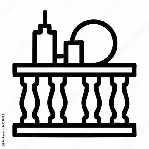 Railing with cityscape/sunset. Room feature