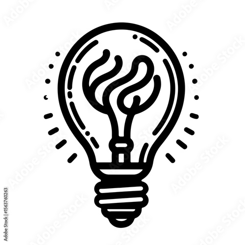 Vintage Light Bulb with Spiral Filament – Minimal Line Art SVG