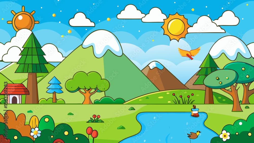 Obraz premium landscape with trees and mountains