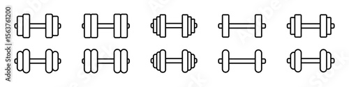Dumbbell line icon. Dumbbell icons set.
