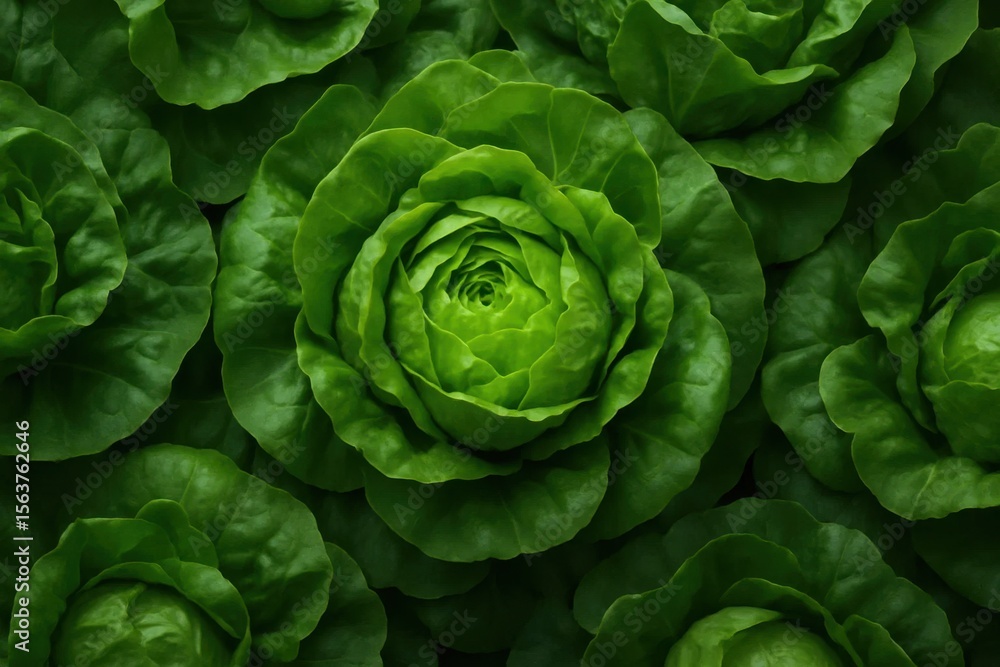 Fototapeta premium A close up of a bunch of lettuce growing in a field