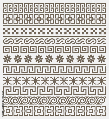 Greek Key and Decorative Border Pattern Set - Vector Design Elements