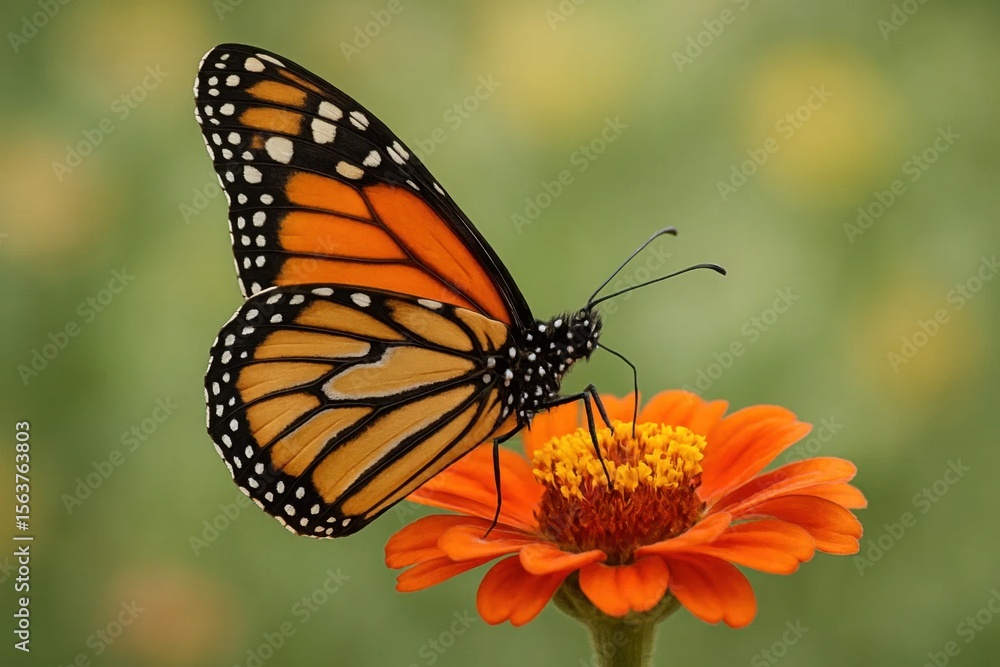 Naklejka premium A butterfly sitting on top of an orange flower