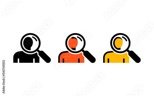 User Search Profile Magnifying Glass Vector Icons Set - Identity Find Symbol