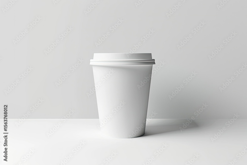 High Detail Visual of White Paper Coffee Cup Mockup Realistic Round Package High Detail Visual of White Paper Coffee Cup Mockup Realistic Round Package