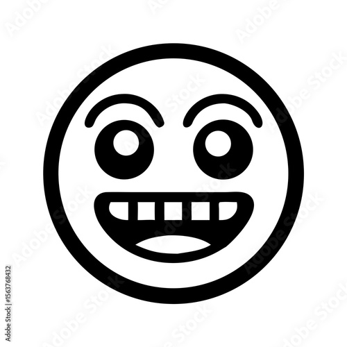 black and white Grinning Face icon

