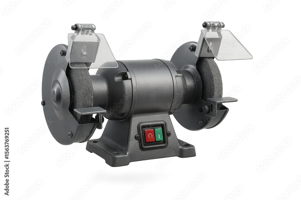 Modern powerful bench grinder isolated on a transparent background, workshop tool Modern powerful bench grinder isolated on a transparent background, workshop tool