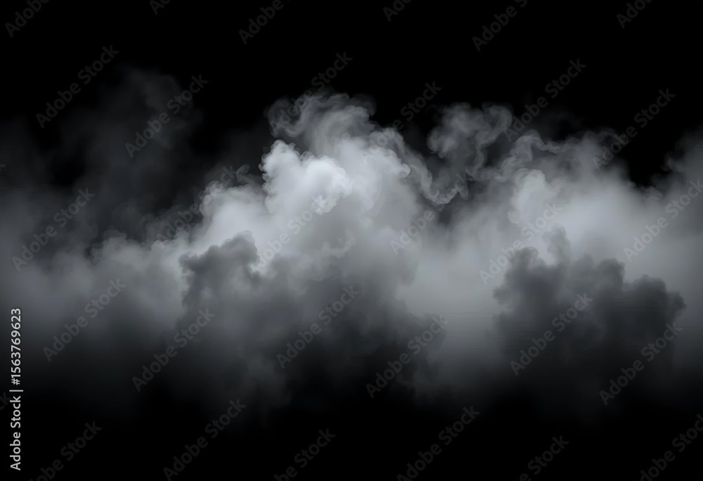 Ethereal white fog drifts across a stark black background, mimicking a nature scene, scene, light Ethereal white fog drifts across a stark black background, mimicking a nature scene, scene, light