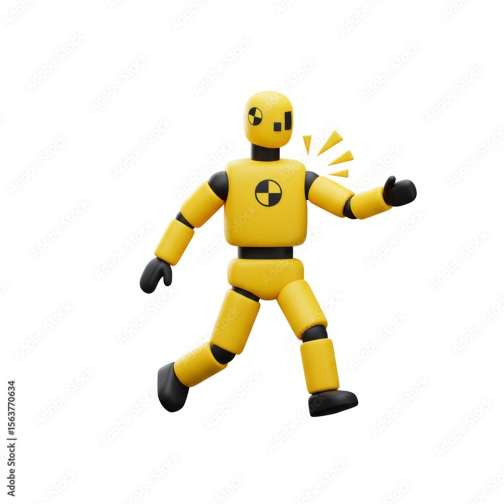 Fototapeta premium 3D Render of Yellow Crash Test Dummy Walking