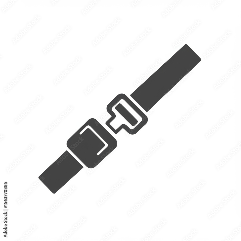 Gray Seatbelt Buckle Icon on White Background Gray Seatbelt Buckle Icon on White Background