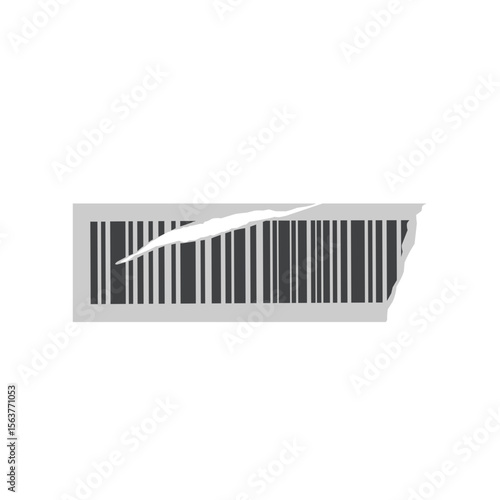 Illustration of torn coded sticker label. Illustration of damaged coded sticker label. Illustration of coded sticker label vector. Illustration of striped bar code