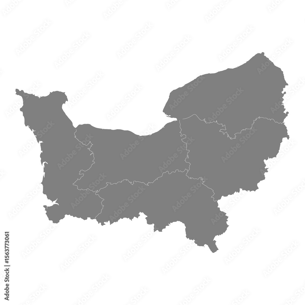 Fototapeta premium High Quality map of Normandy is a region of France, with borders of the departments