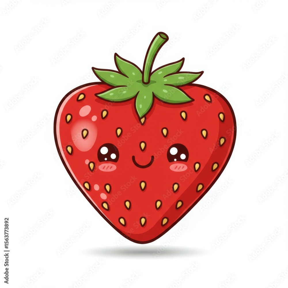 Fototapeta premium Cute Cartoon Strawberry Illustration