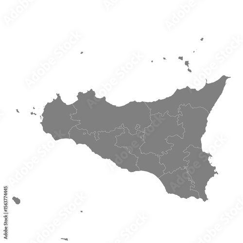 High Quality map of Sicily is a state of Italy, with borders of the districts
