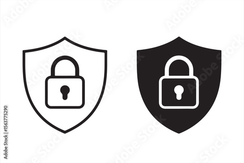 Outline design of a black and white lock shield symbolizing security and privacy.