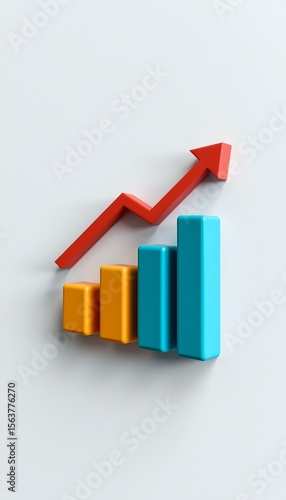 Free Download business strategy planning with floating bar graph icon, minimalist 3d style, soft shadows - GFXLoad