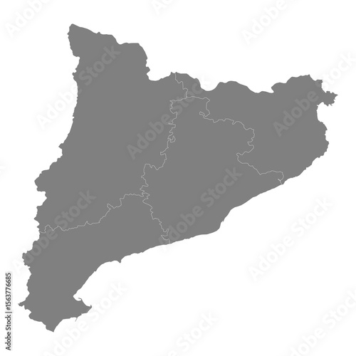 High Quality map of Catalonia is a state of Spain, with borders of the districts