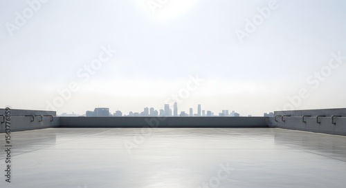 Wallpaper Mural Empty Rooftop with Clear Sky Over Cityscape – Urban Summer Scene with Copy Space Torontodigital.ca