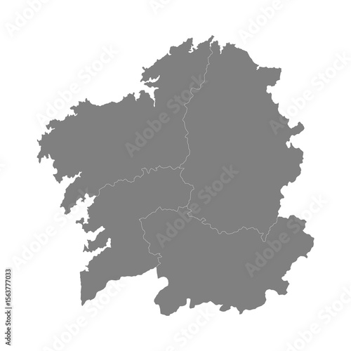 High Quality map of Galicia is a state of Spain, with borders of the districts
