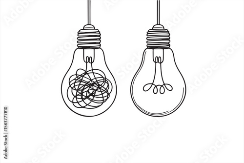 Contrast of creativity and clarity in lightbulb designs.