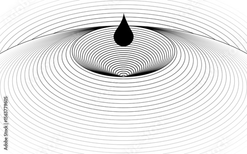 Drop in the ocean, abstract geometric art for background, wallpaper and banner pattern in a optical illusion visual style with circles and lines