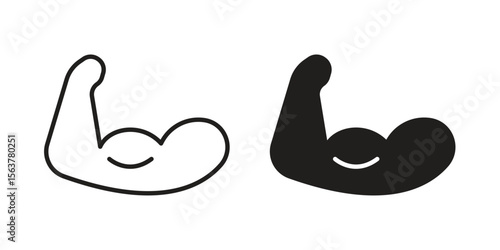 Arm icon. Flat and stroke versions. Graphic elements.