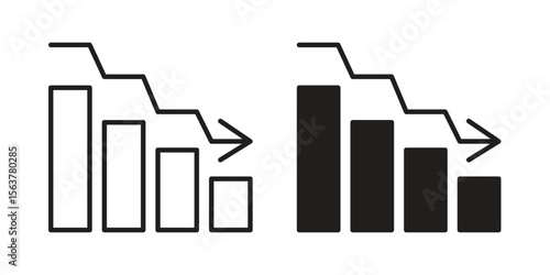 Attrition icon. Flat and stroke versions. Graphic elements.
