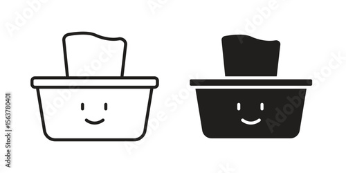 baby wipe icon. Flat and stroke versions. Graphic elements.
