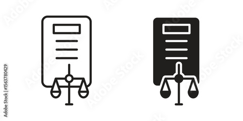 Balance sheet icon. Flat and stroke versions. Graphic elements.