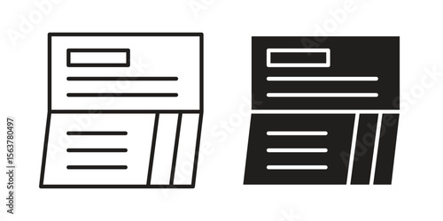 Bankbook icon. Flat and stroke versions. Graphic elements.