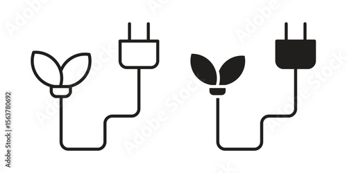 Biomass energy icon. Flat and stroke versions. Graphic elements.