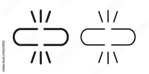 Broken link icon. Flat and stroke versions. Graphic elements.