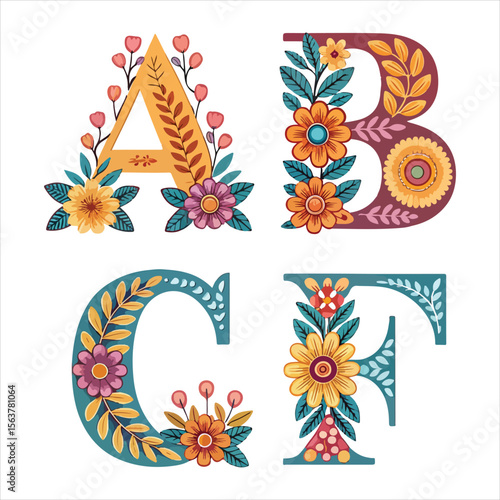floral font letter a