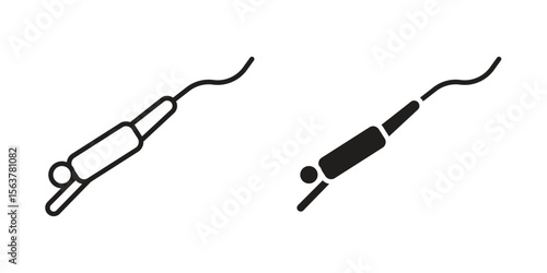 Bungee jumping icon. Flat and stroke versions. Graphic elements.