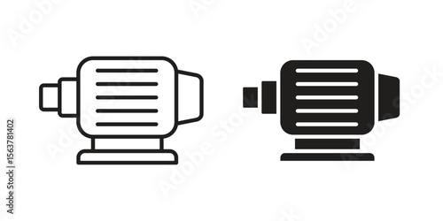 Car alternator icon. Flat and stroke versions. Graphic elements.